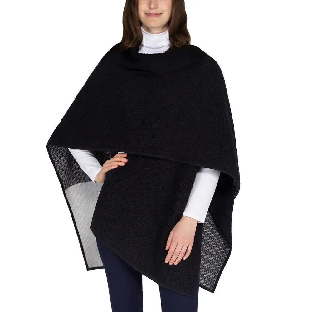 Ike Behar Ladies Reversible Poncho Style Wrap with High Pile Fleece - Picture 6 of 16